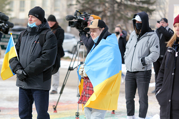 Attendees showed up in the colours of Ukraine to show their support
